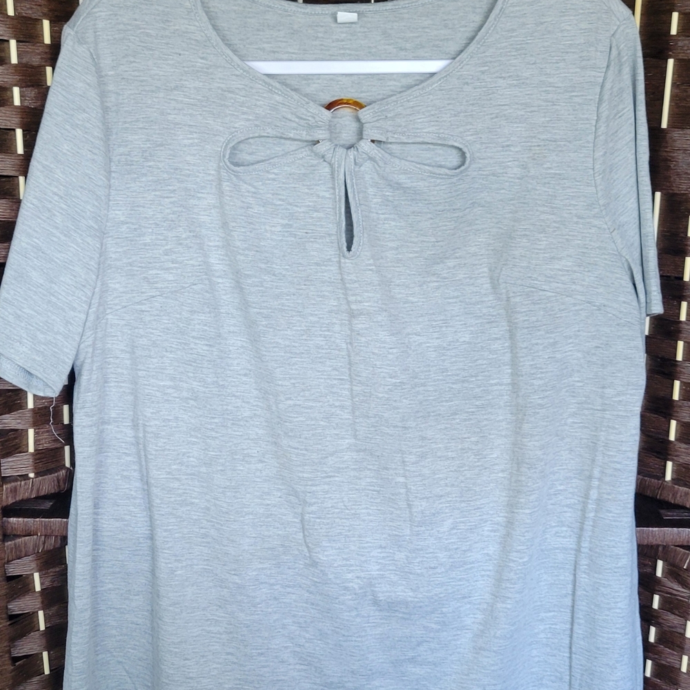 Gray Women's Top with Knot Detail